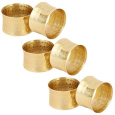 ITOS365 수제 라운드 해머드 골든 냅킨 링 홀더 매일 식탁 파티용 6개 세트, Gold, Gold