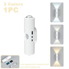 4/2/1pcs 고양이 눈 모션 센서 LED 벽 램프 야간 USB 충전 거실 형 조명 옷장, 01 3 color, 01 1pcs, 01 빠른  Mainland