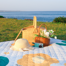 모코리빙 피크닉매트 돗자리 방수 휴대용 두꺼운 접이식, 플라워