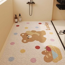 스피세프 욕실 물빠짐 미끄럼방지매트 화장실 욕실발매트, 1개, 카키색 곰