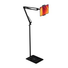 모센모 150cm 1단/2단 높이조절 스마트 패드&스마트폰 스탠드형 더블 스프링 자바라 거치대, MOS-JA1500A(무광 블랙), 1개