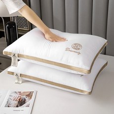 호텔식 베개 푹신한 수면 베개 목편한 베개 48x74 사계절 베개, 화이트, 1개