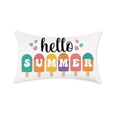 [ 659638 ] TAJWE 헬로 썸머 장식용 쿠션 커버 30.5x50.8cm(12x20인치) 아이스 캔디 아이스크림 장식 베개 농가 계절 요추 케이스 소파 현관 홈 데코