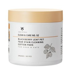 Amo Petric 黑莓葉寵物淚痕清潔棉片 80片裝, 1個