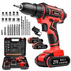 Voltmate 전동드릴 무선 충전 21V 가정용 리버스R 속도 조절 가능E 배터리2개 25토크, 1세트