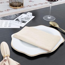 85 면 15 린넨 저녁 식탁보 12개 냅킨 세트 일상용 대형 부활절 특별 미터드 코너 사전 수축 뛰어난 흡수력 초극세사 품질 18x18인치세이지, 18" x 18" (4개 세트), 아이보리