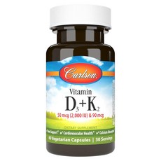 칼슨랩스 비타민 D3 50mcg + K2 90mcg 베지테리안 캡슐, 1개, 60정