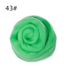 Jiwuo 기본 색상 시리즈 양모 섬유 꽃 동물 양모 Felting 수제 회전 DIY 공예 재료 도구 펠트 크리스마스, 43, 50 그램, 1개