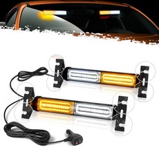 DIBMS 2X 8.2 Inch LED Emergency Strobe Traffic Advisor Light Bar Warning Dash Light with Interior, 앰버/화이트