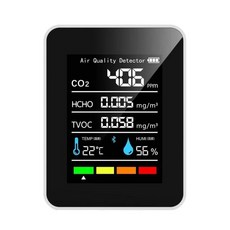 5 in 1 프로페셔널 실내 공기질 모니터 실내 휴대용 CO2 모니터, White, 1개, 사이즈 이미지 참고