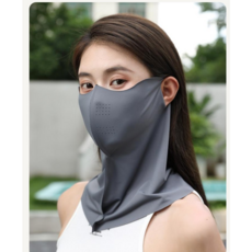 [대륜] 남녀공용 자외선 차단마스크.스포츠 골프 등산 낚시 자전거 야외활동 쿨링 마스크.1세트 2매, 다크그레이, 2개, 1개입