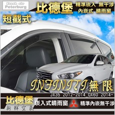比德堡崁入式晴雨窗 內崁式 短截式 無限INFINITI JX35 2012年起專用, 前窗兩片