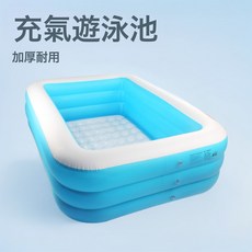 充氣游泳池家用嬰兒童魚池寶寶戶外加厚桶小孩大人滑梯大型水池, 1個, 1.2m藍白雙層泡泡底水池
