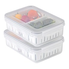 나누담 물빠짐 반반 멀티 채반 밀폐용기, 2개, 1.5L