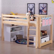 튼튼한 원목 2층 벙커침대 책상형 프레임 + 매트포함, 통나무 작은 침대
