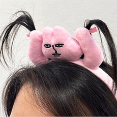 두 손 집게 인형 머리띠 웃긴선물 공연머리띠, 토끼