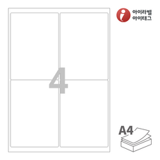 아이라벨 CL222 100장 4칸(2x2) 흰색모조 99.5x138.2mm R2 - 스티커 A4 라벨지 - 비트몰 iLabels 라벨프라자, 1000개, 4칸