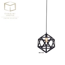 CANDIMI LIFESTYLE 鐵藝吊燈 附鎢絲燈泡 MD71793 工業風設計, 黑曜色 鐵藝吊燈, 黑曜色