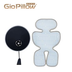 GIO Pillow 推車座墊花色款 二合一遮陽行動風扇 2件組 推車涼墊 夾式USB風扇, 1個, A型(褲型)-海洋沙瓦 + 二合一風扇