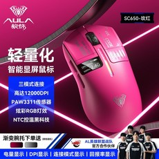 狼蛛SC650 無線鼠標 藍牙三模 輕量化 數顯屏 電競 游戲 宏編程 電腦辦公, SC650【芭比粉】12000DPI/數