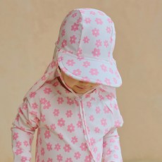 [플랩캡] 아기 유아 데이지 수영모자 아쿠아 UV 여아 핑크 수영모 자외선차단 모자