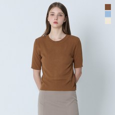 [더블유스탠다드(W STANDARD)] 5부소매 골지 라운드 풀오버