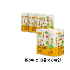 노브랜드 스마트키친타올 150매 12롤 x 6개입 총 72롤 키친타월, 72개