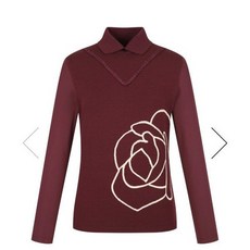 핑 여성 플라워 카라 긴팔니트티셔츠 121D3TR152_ WN_YS 2779696