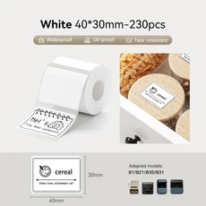 3 롤 NI B21 B3S B1 B31 열 라벨 의류 자체 접착 태그 방수 스마트 오 포켓 프린터, White40x30--3rolls