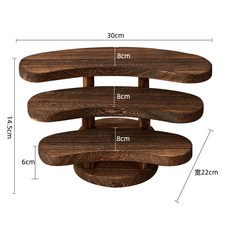 椿嶼實木桌面置物架，多層階梯展示收納架，適用於茶杯、化妝品、手辦、首飾等，打造整潔有序的桌面空間, 桐木-炭烤工藝【三層置物架】