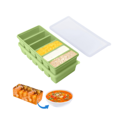 SMABAT 밀폐 실리콘큐브 2개세트 냉동 보관용기 얼음틀 실리콘 큐브 6구 1200ml, 2개, 그린