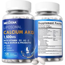 리포좀 칼슘 AKG 1500mg + D3 + K2 + 마그네슘 + 유산균 포함 120정, 1개