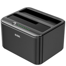 167489 SSK 알루미늄 하드 드라이브 도킹 스테이션 USB 3.0 to SATA 듀얼 베이 외장 HDD 도크 캐디 리더기 2.5인치 및 3.5인치 SSD용 UASP, 167489 SSK 알루미늄 하드 드라이브 도킹 스테이