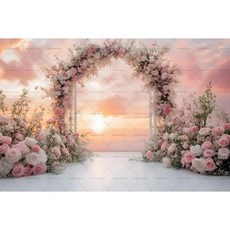 화이트 핑크 배경 커튼 꽃 장식 천 웨딩 생일 사진 소품, 9. X02754