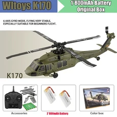 RC헬기 비행기 전투기 드론 무선 조정 카 자동차 오프로드 드리프트 포크레인 Wltoys K170 UH-60L 자이로, 01 K170 2Battery