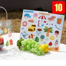 여름 바다 투명 스티커 데코스티커 다꾸 꾸미기 10개 3종 택1, 1세트, 혼합X10개