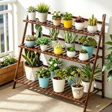 쿠리브 원목색 화분받침대 화분 정리대 다용도 수납선반, 3단, 월넛 100cm