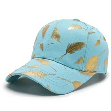 남자 남성 골프 모자 여자 여성 썬캡 버킷햇 FS 련된 깃털 브론징 프린트 야구 브랜드 블랙 골드 힙합 여행 햇빛가리개 카스케트 옴므 [호환], CHINA, 56-60CM, Blue Baseball Cap, 1개