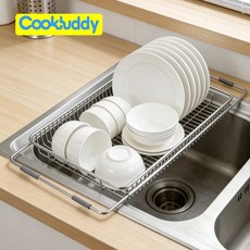 CookBuddy 식기건조대 304 스텐 주방 설거지 건조대, 은색, 1개, 1단