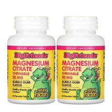 내추럴팩터스 어린이 키즈 유아 마그네슘 시트레이트 효능 추천 50mg 60정 2병, 2개