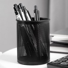 델리 메쉬망 원형 펜꽂이 E909 흑색, 1개