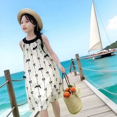 大丫 小丫 女童彩色波點吊帶連衣裙 寬鬆韓版公主裙 無袖長裙