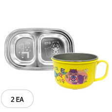 르번 국산 한글나라 간식접시 + 간식대접, 혼합색상, 2세트