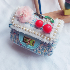 아기 가방 여아 락 플라워 체리 트위드 백