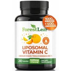 천연 리포솜 비타민 C 체계 부스터 1000mg - MCT 오일 및 해바라기 레시틴 포함 - 최대 효능 - 우수한 흡수를 위한 건조 리포솜 지원 - 120 캡슐 - Forest, 240정(1통), 1개, 240정