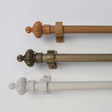 WCL 알루미늄 커튼봉 3단봉/ 4단봉, 우드