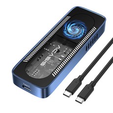 ACASIS M.2 NVMe SSD 外接盒 10Gbps USB 3.1 傳輸與主動式散熱風扇, 金屬藍, 1GB