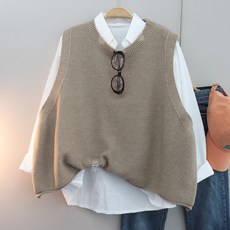 달콩 여성 빅사이즈 루즈핏 봄신상 프리다오버핏니트조끼