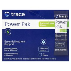 Trace Minerals 전해질 스태미나 파워팩 레몬 라임 30팩 각 6.1g 0.22oz, 1개, 30개, 30정
