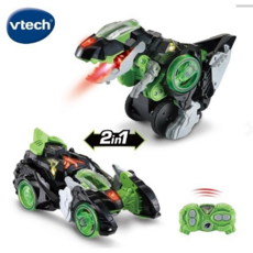 Vtech 遙控聲光變形恐龍車-里奧暴龍，聲光效果，趣味變形，兒童益智玩具, 綠黑, 1個